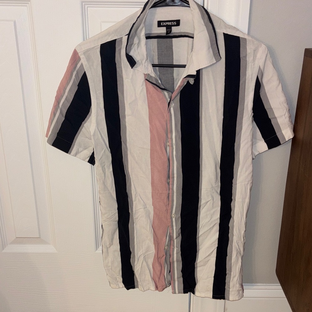 Express Men's Striped Shirt - Blue,Pink, White